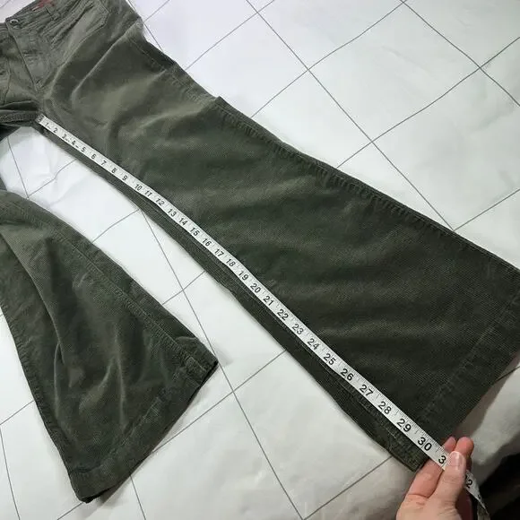 Anthropologie Pilcro Pants Womens 28 Green Moss Corduroy Trouser Bootcut Slim - Picture 12 of 15